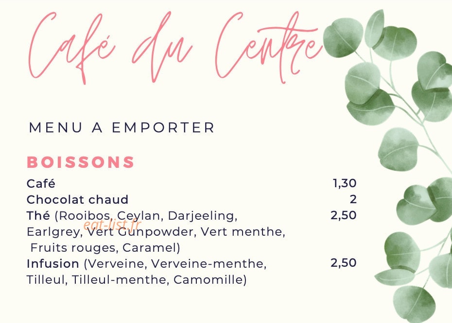Le Café du Centre — carte page 1