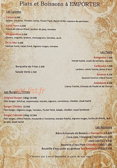 Pizza bella — carte page 1