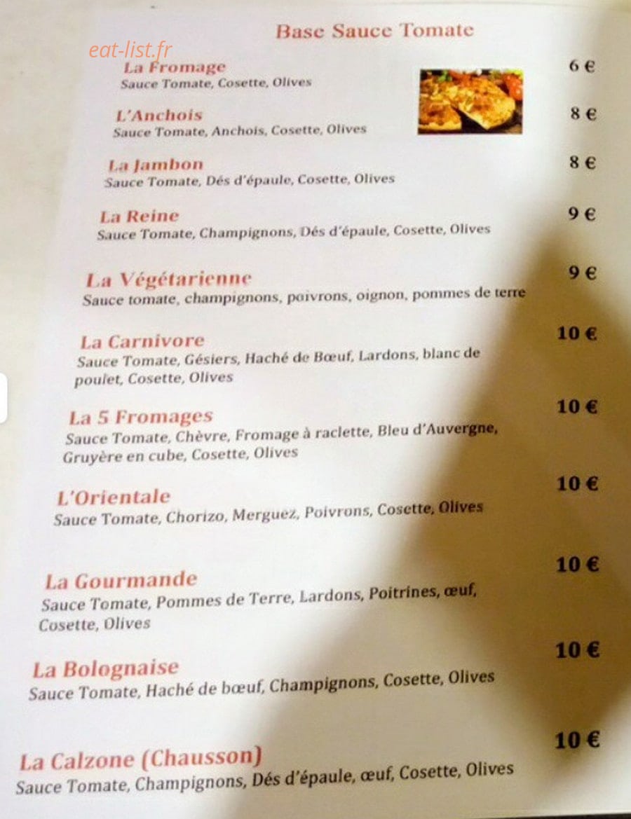 Pizza blancoise — carte page 1