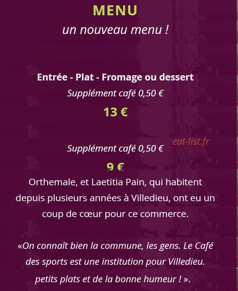 Café des sports — carte page 1