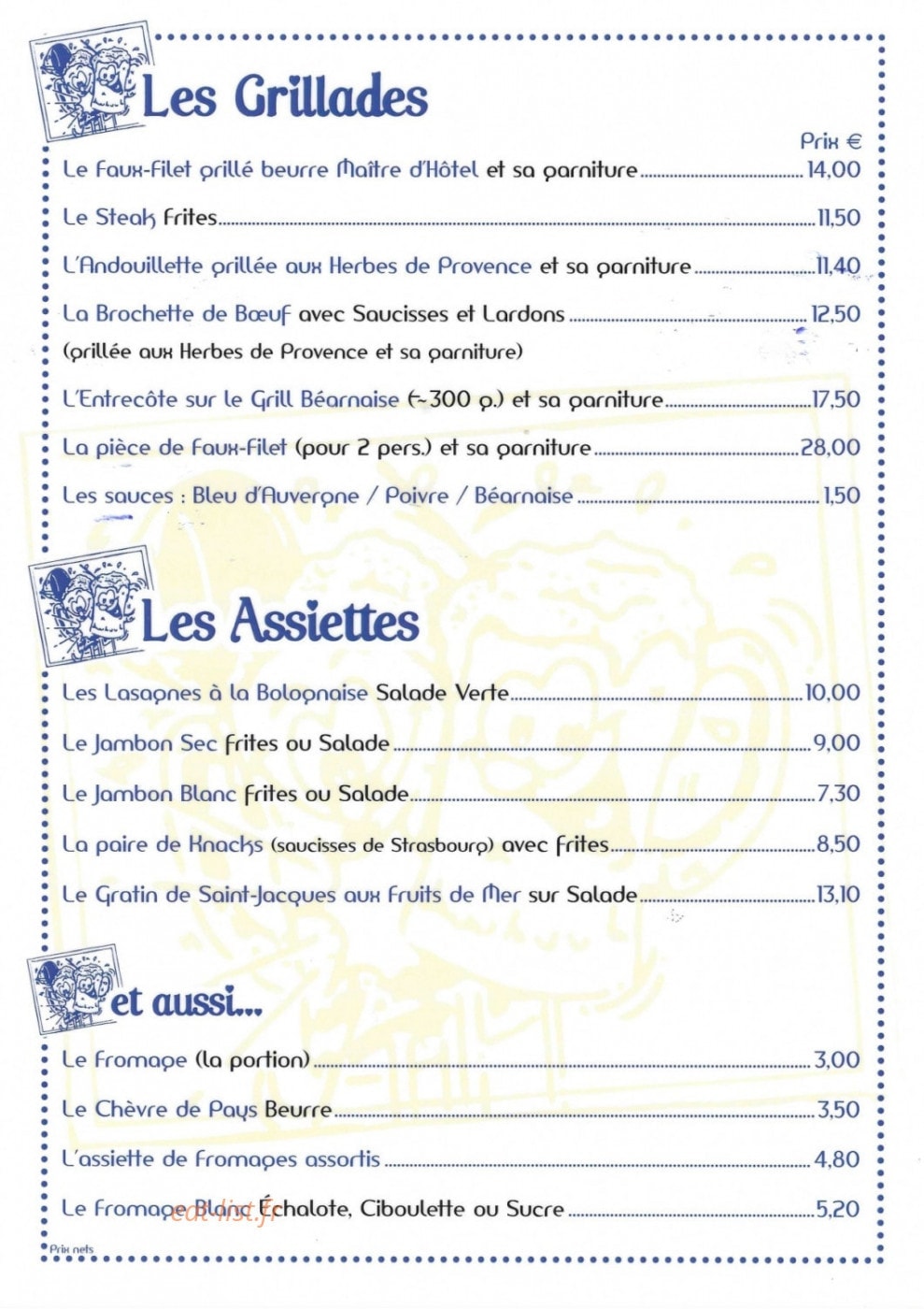 Fredy brasserie — carte page 2