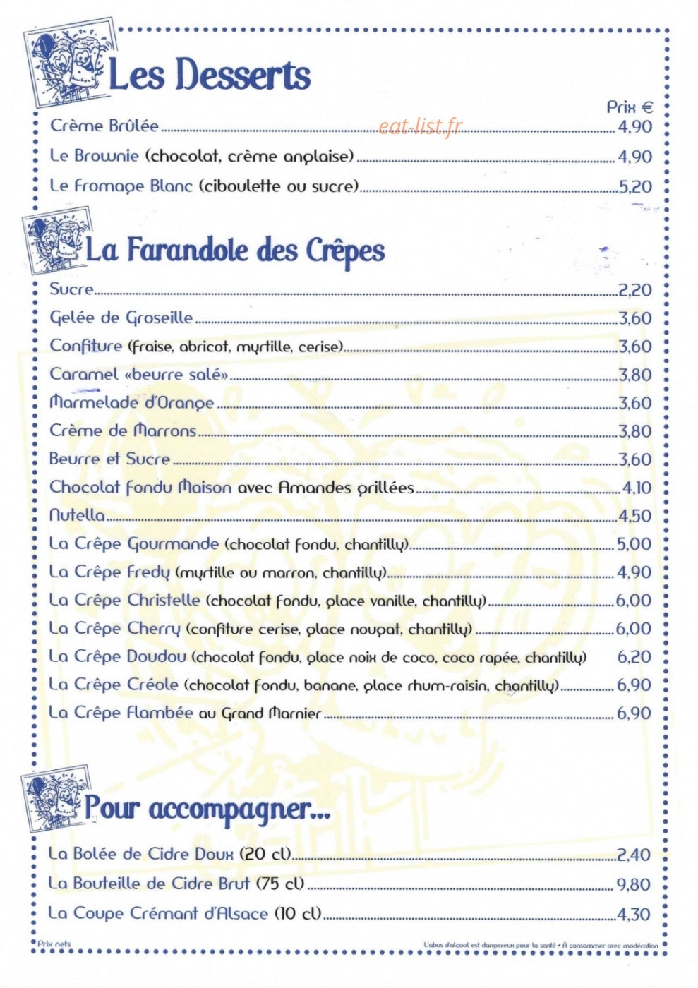 Fredy brasserie — carte page 4