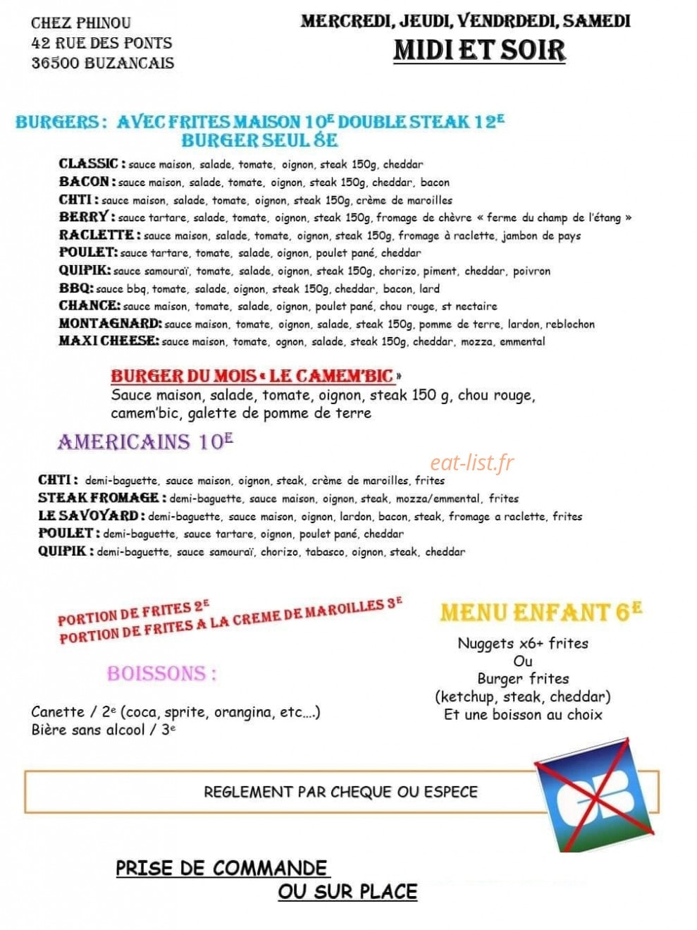 Chez Phinou — carte page 1