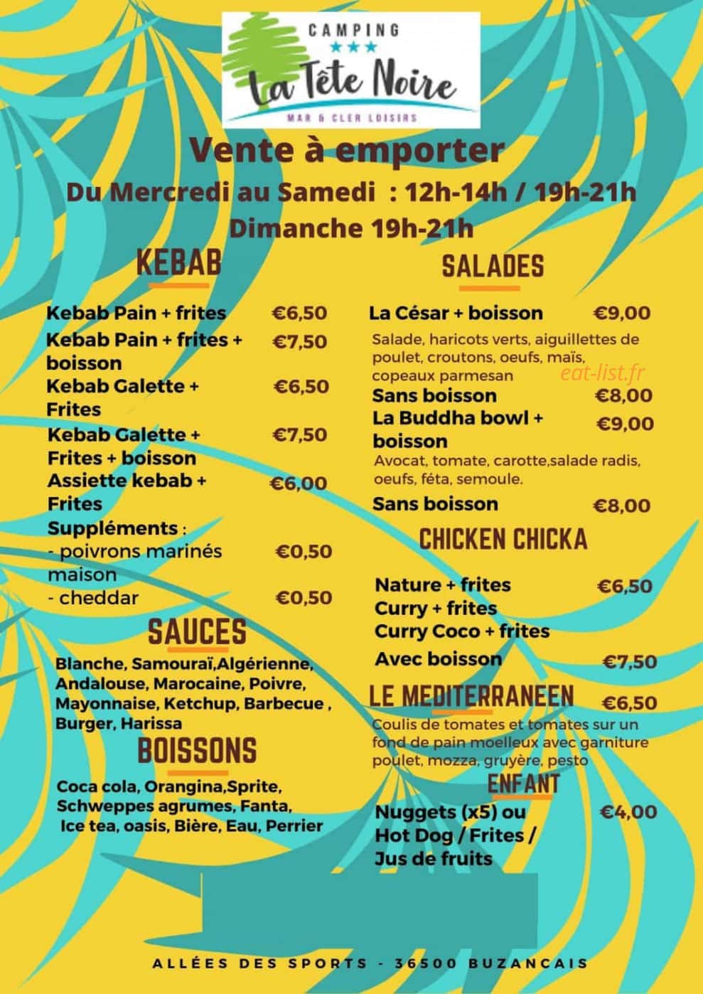 Snack de la Tête Noire — carte page 1