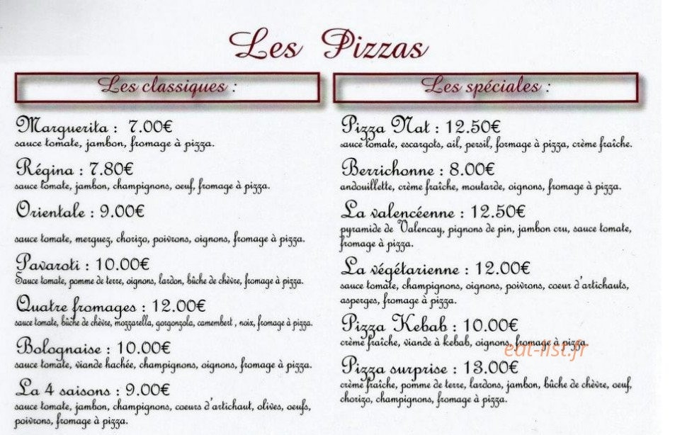 Restaurant Pizza Nat — carte page 2