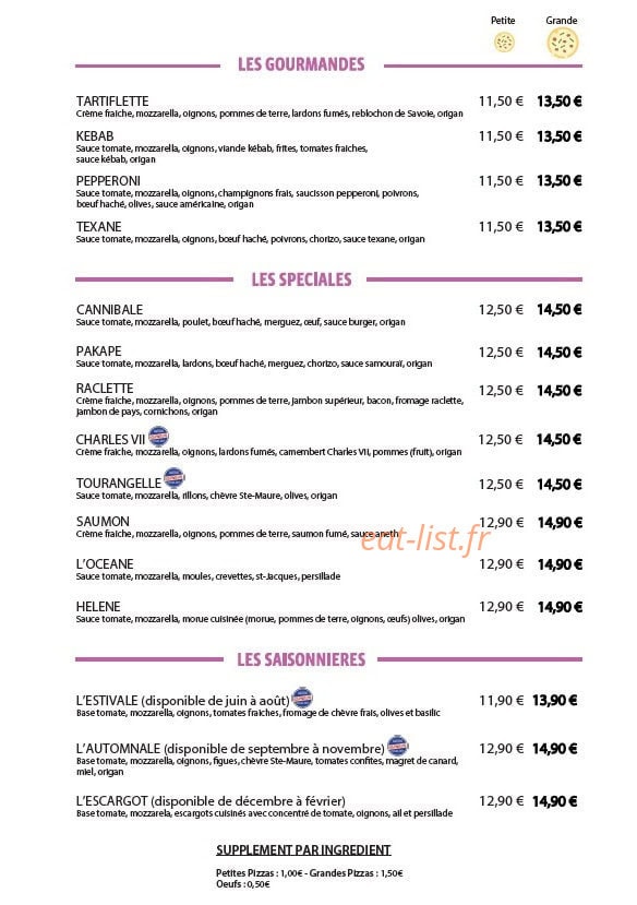 Hélène et ses Pizzas — carte page 3