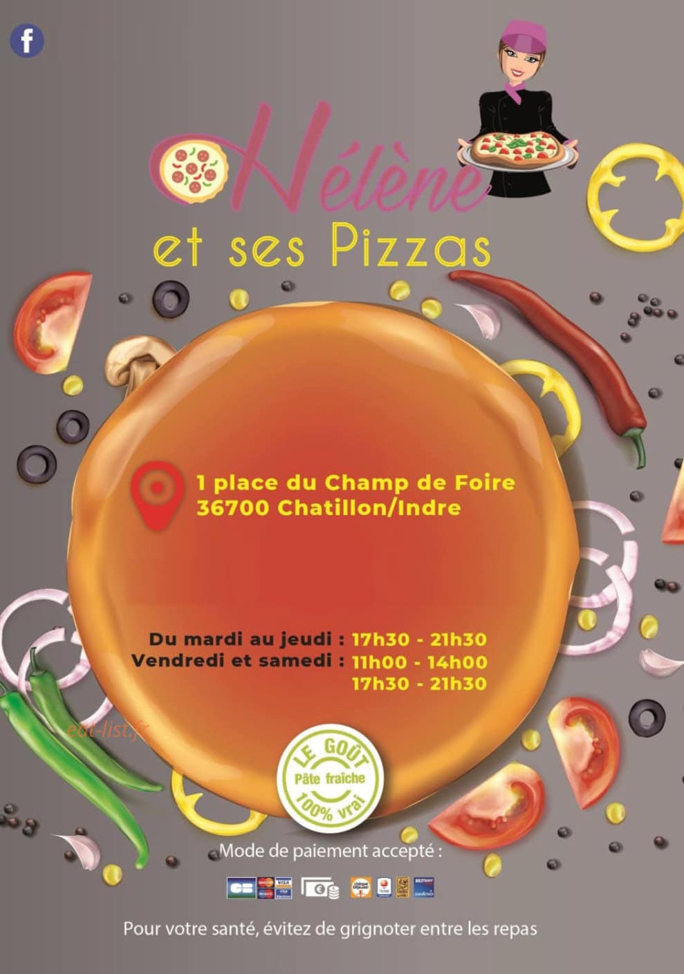 Hélène et ses Pizzas — carte page 1