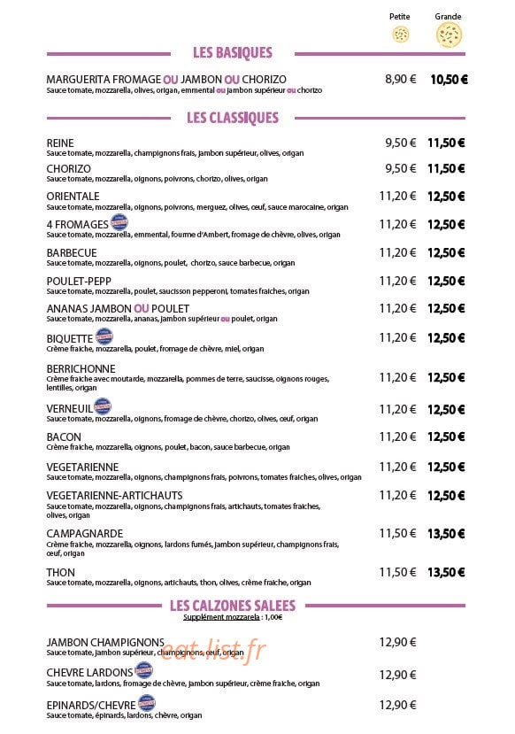 Hélène et ses Pizzas — carte page 2