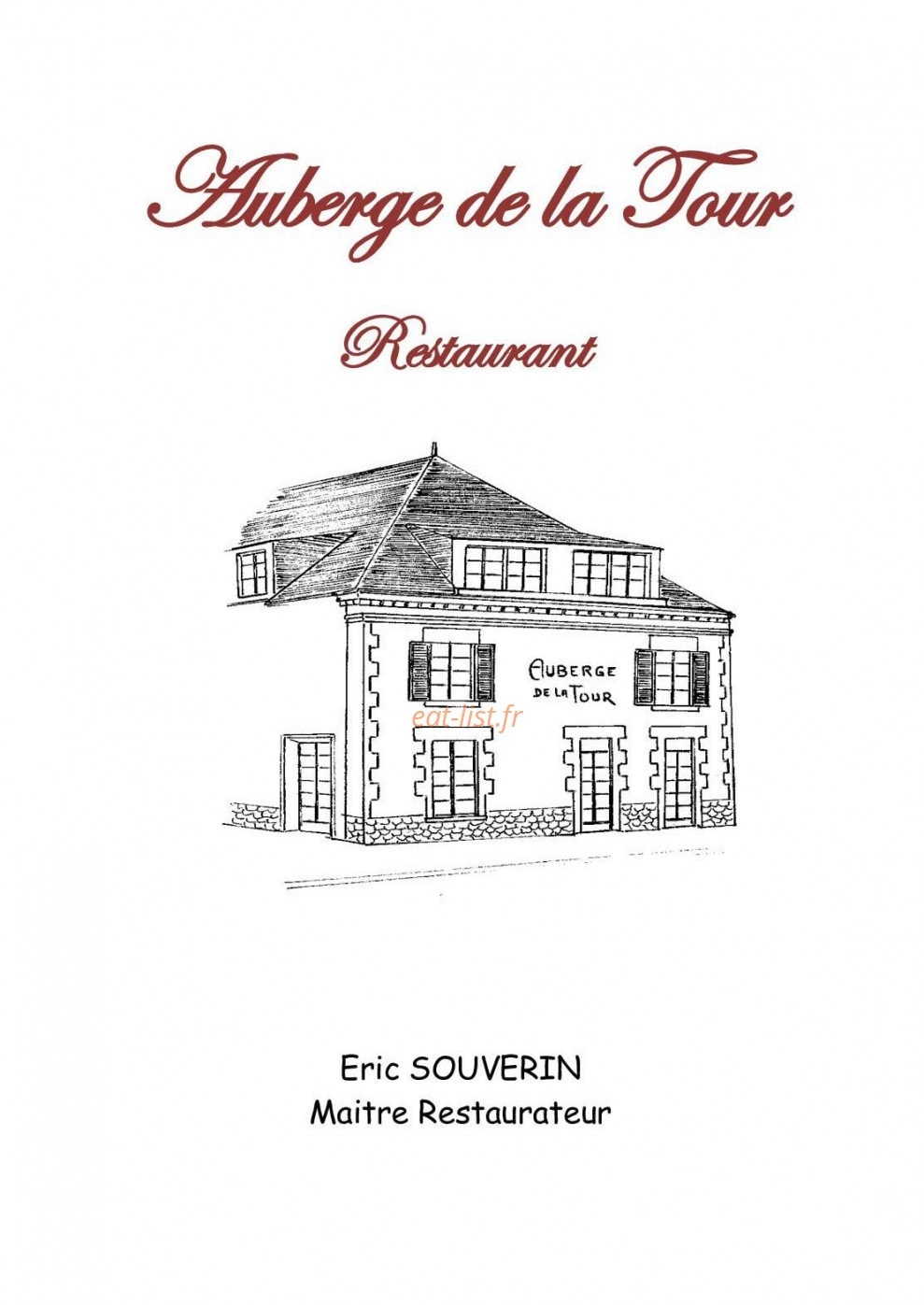 Menu L'Auberge de la Tour - Carte et menu L'Auberge de la Tour Chatillon sur Indre