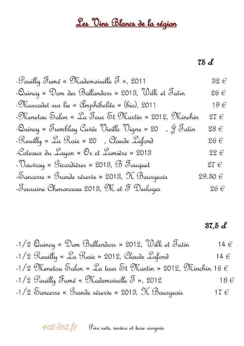 L'Auberge de la Tour — carte page 6