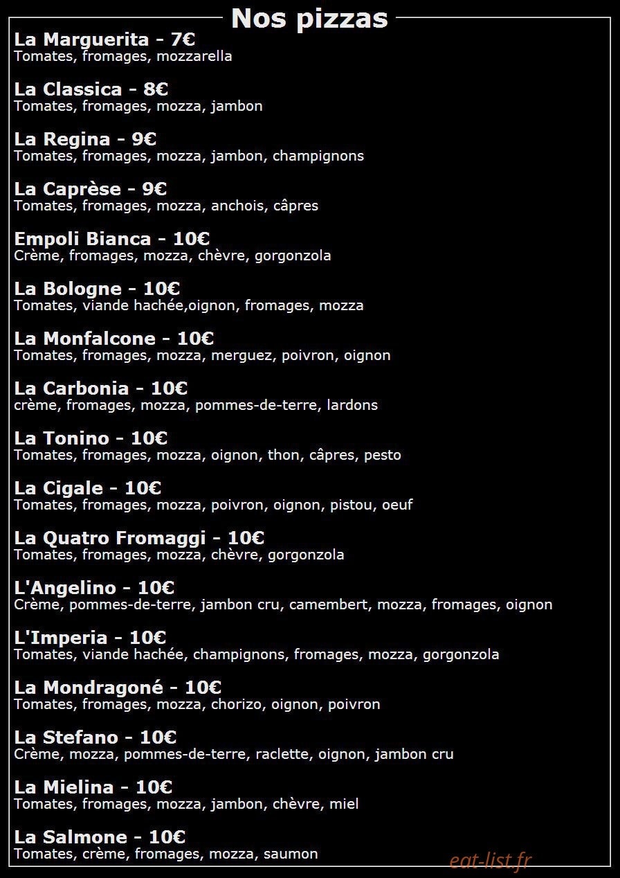 Pizzeria Stefano Di Milano — carte page 1