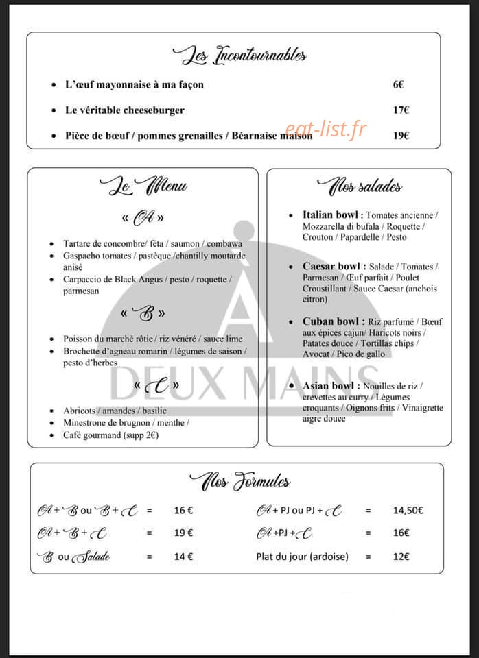 A Deux Mains — carte page 1