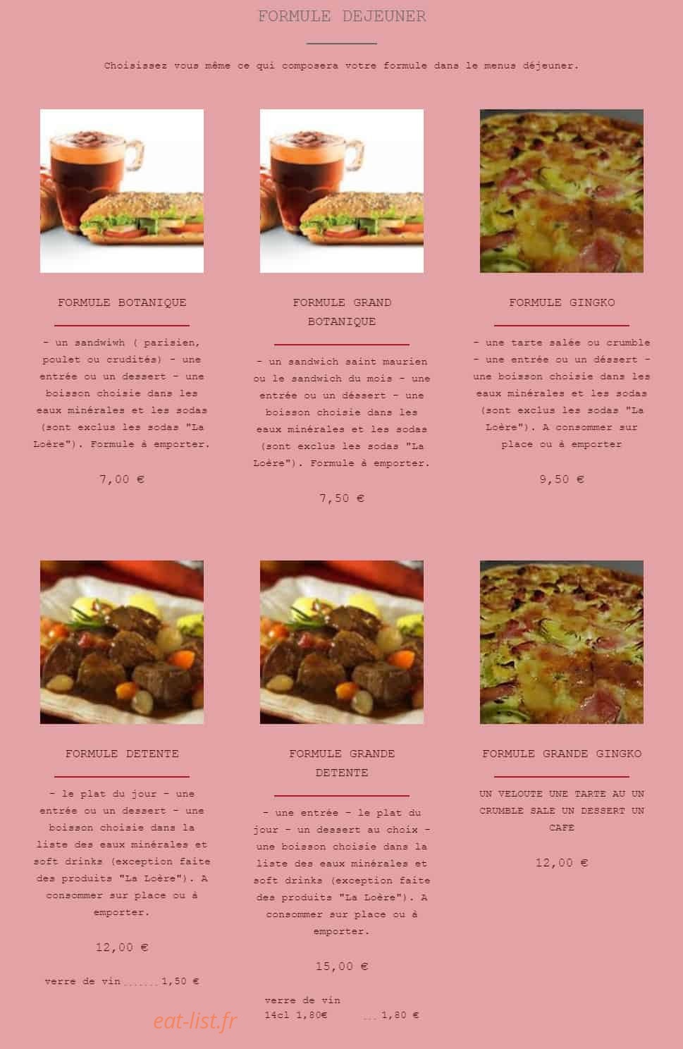 Au Rendez-Vous du Botanique — carte page 1