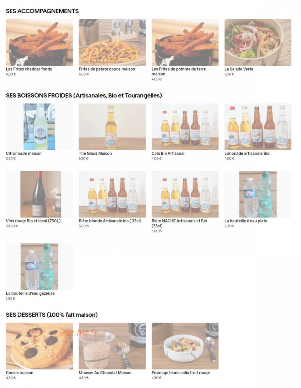 Balzac Burger — carte page 2