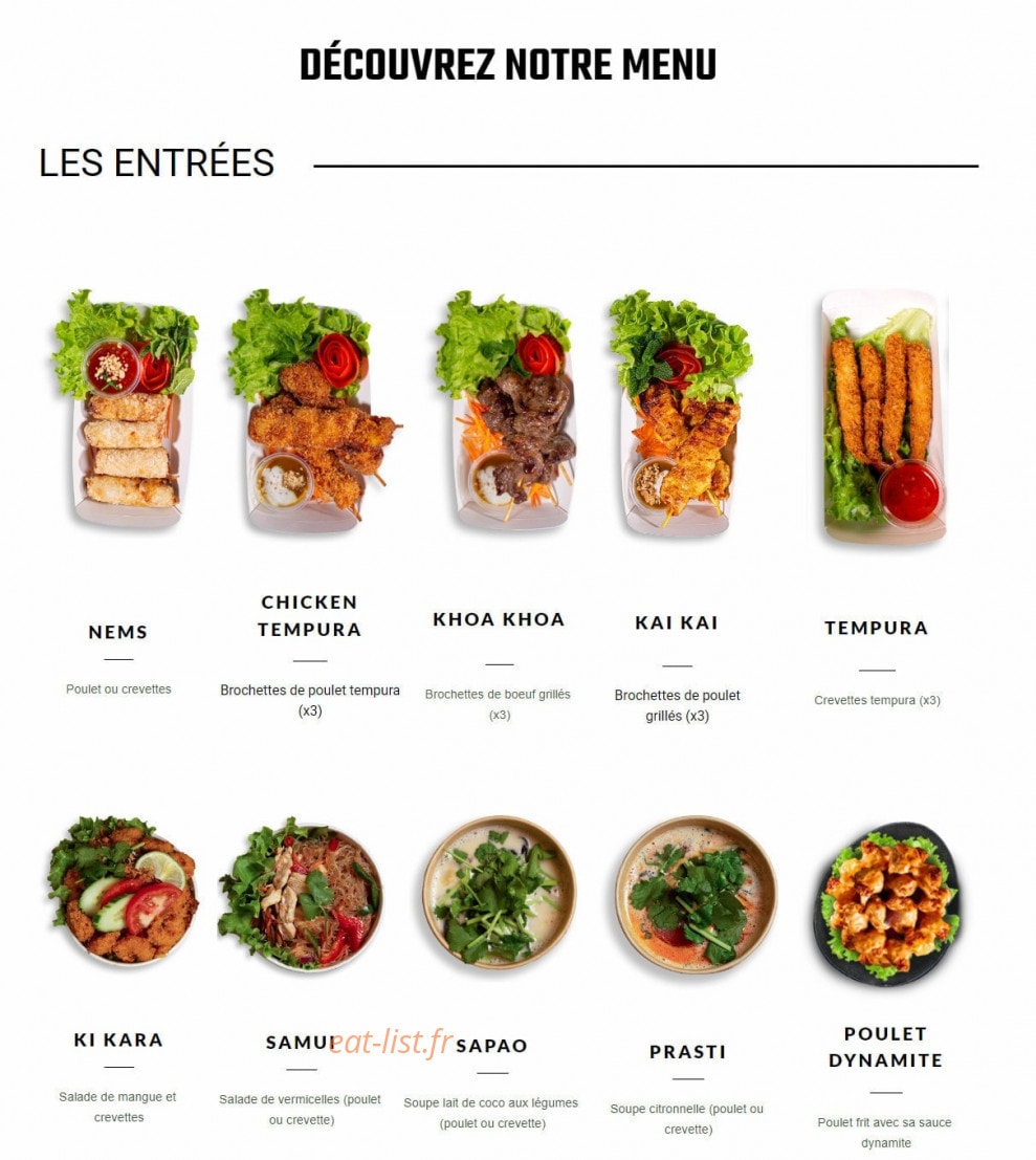 Bangkok Factory — carte page 1