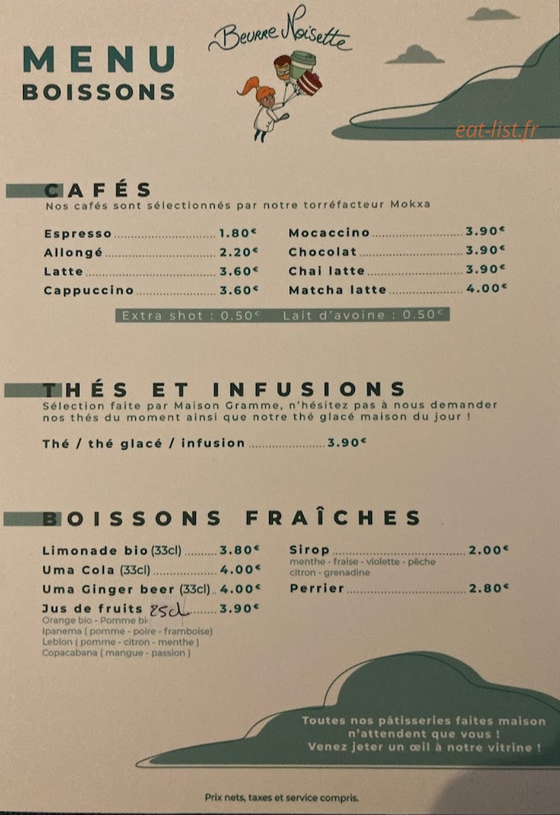Beurre Noisette — carte page 2