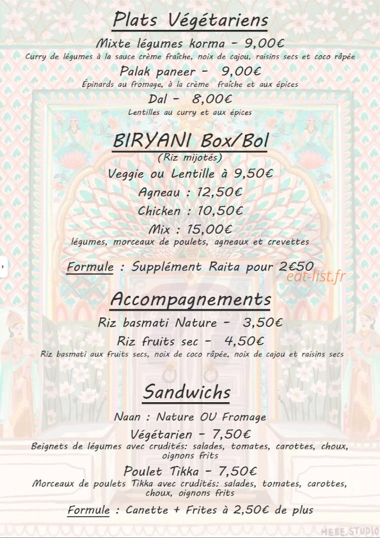 Bollywood Massala — carte page 3