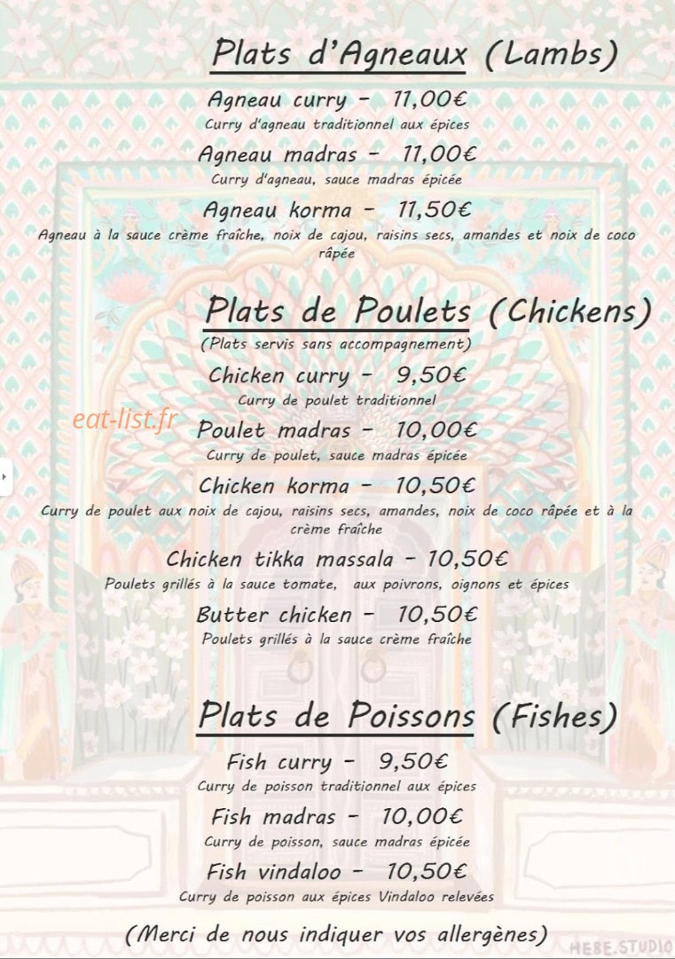 Bollywood Massala — carte page 2