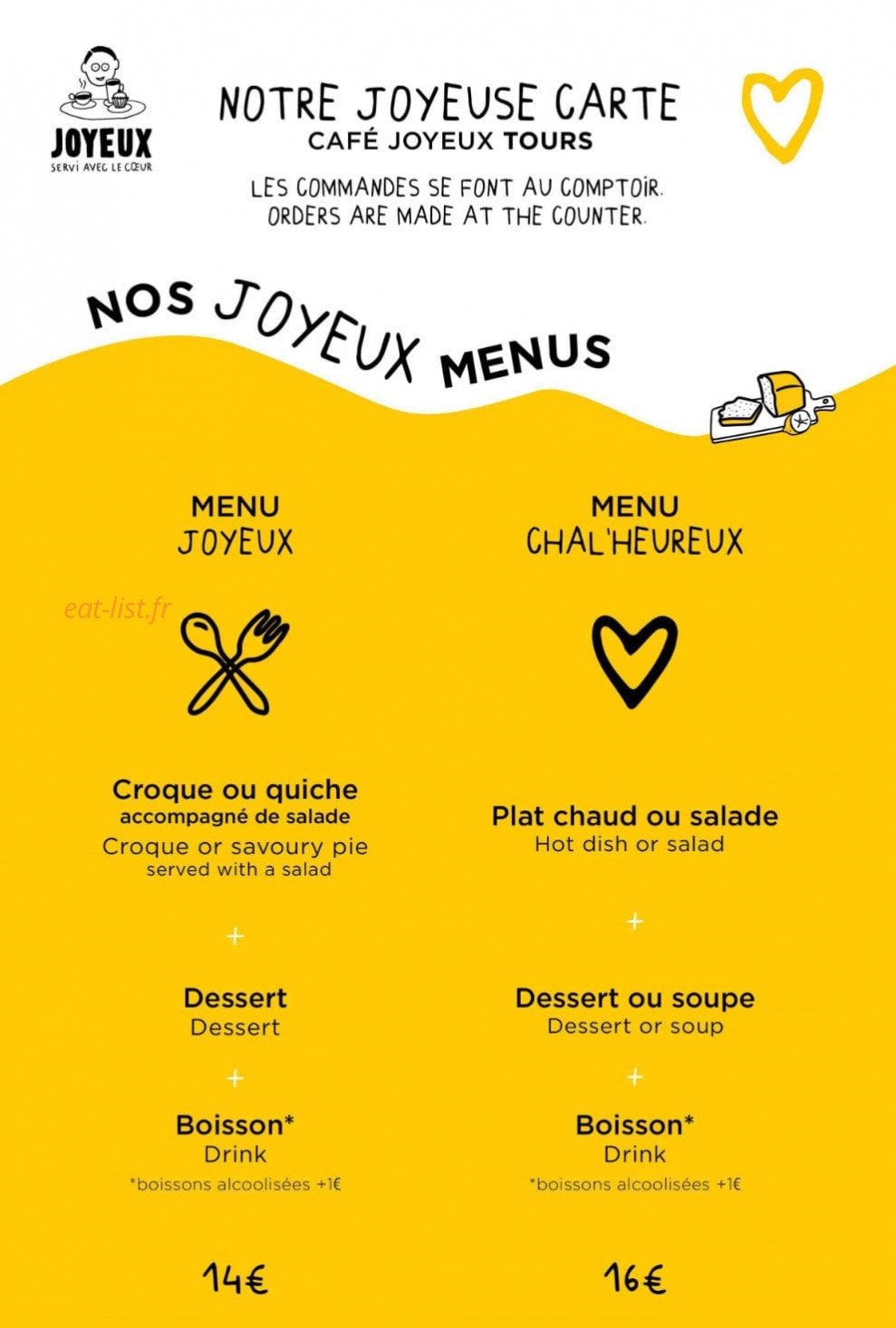 Café Joyeux — carte page 1
