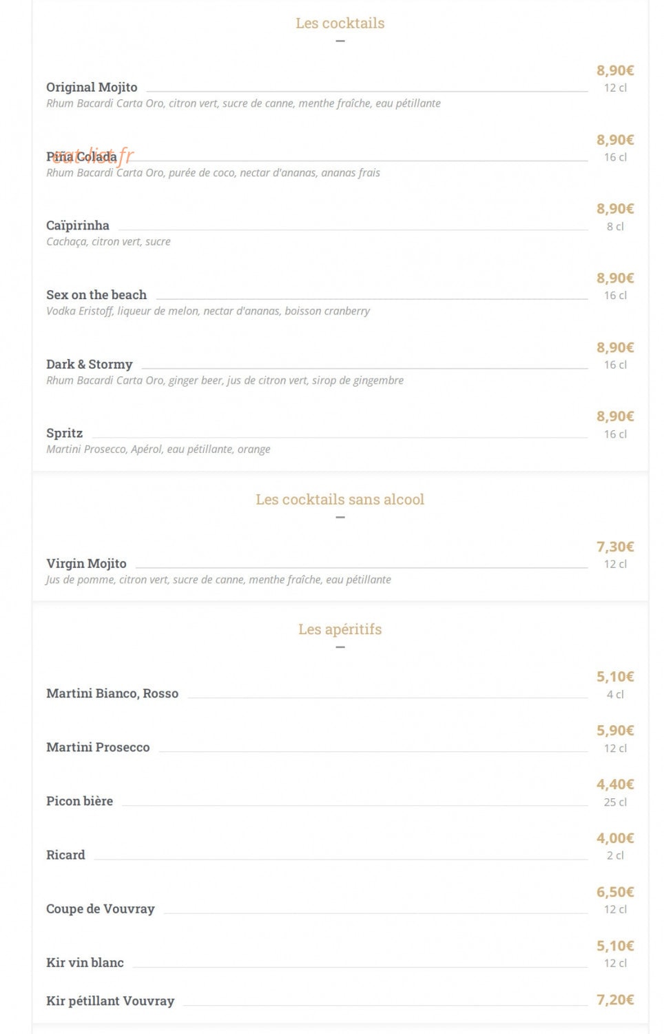 Café Leffe — carte page 8