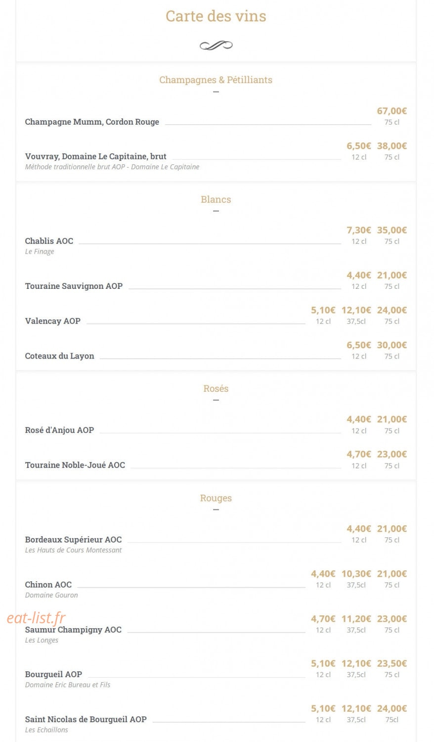 Café Leffe — carte page 12