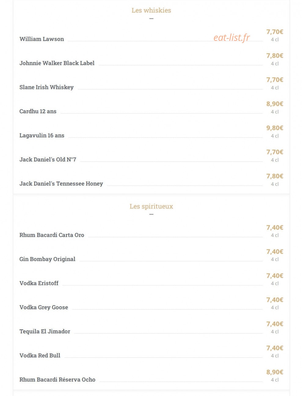 Café Leffe — carte page 10
