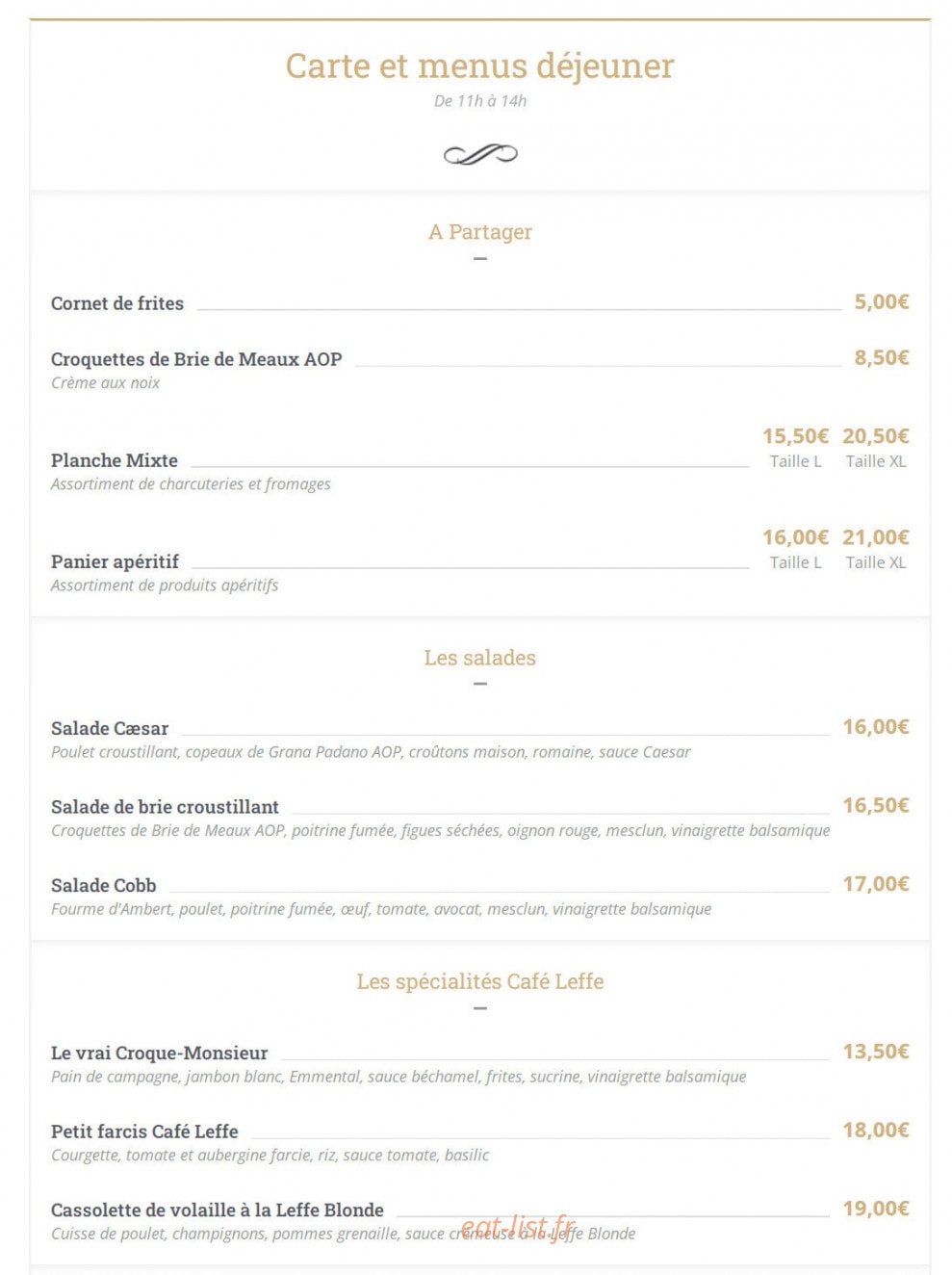 Café Leffe — carte page 2
