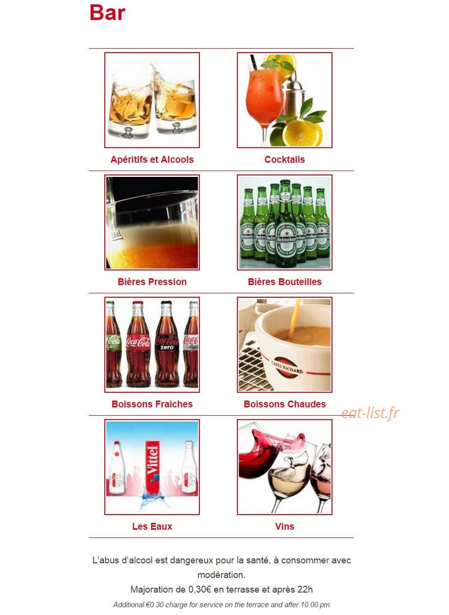Continental Pub — carte page 1