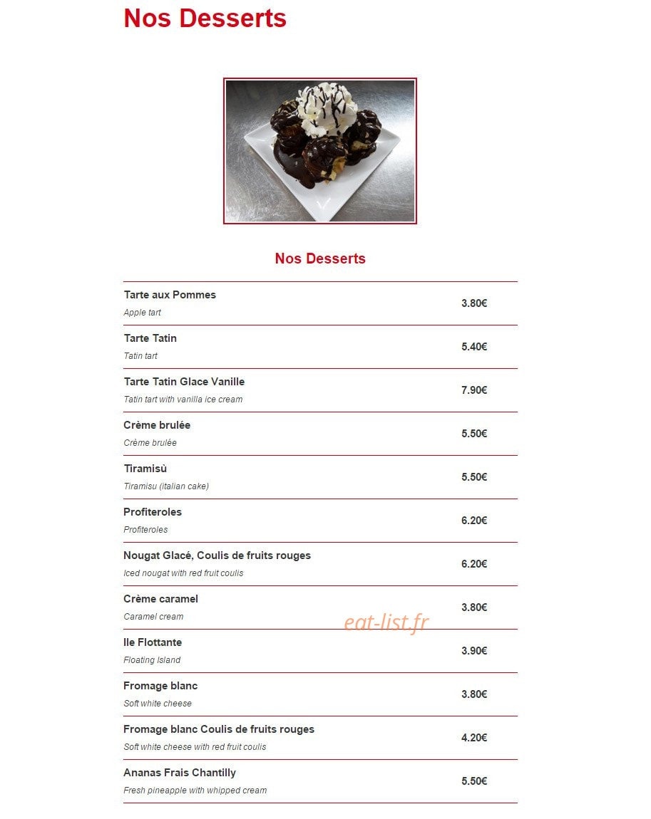 Continental Pub — carte page 7