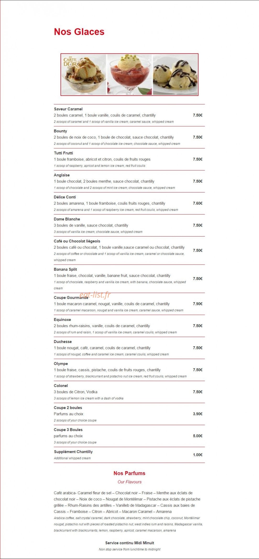 Continental Pub — carte page 5