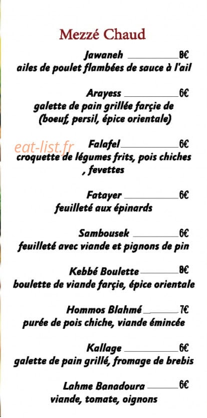 Delices libanais — carte page 2