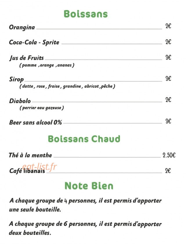 Delices libanais — carte page 6