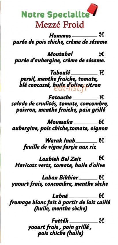 Delices libanais — carte page 3