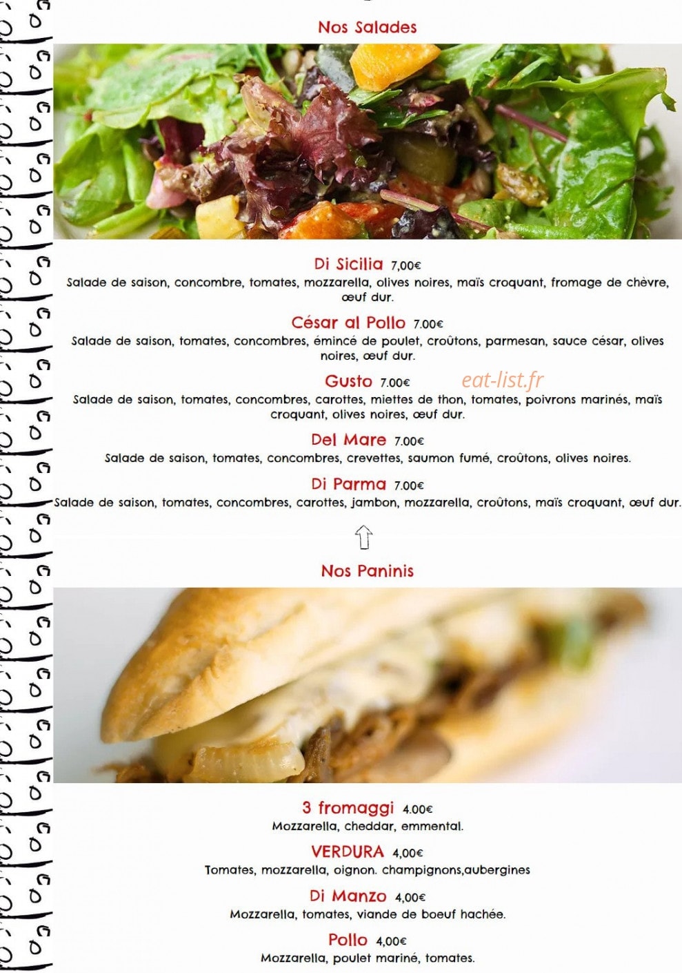Gusto Pizza — carte page 3