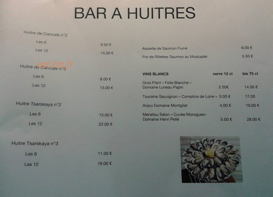 Huitres Kerber — carte page 1