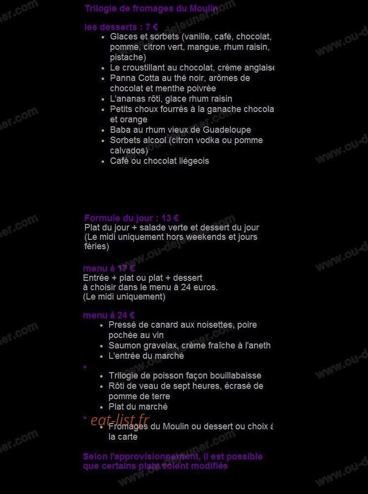 L' Atelier Gourmand — carte page 2