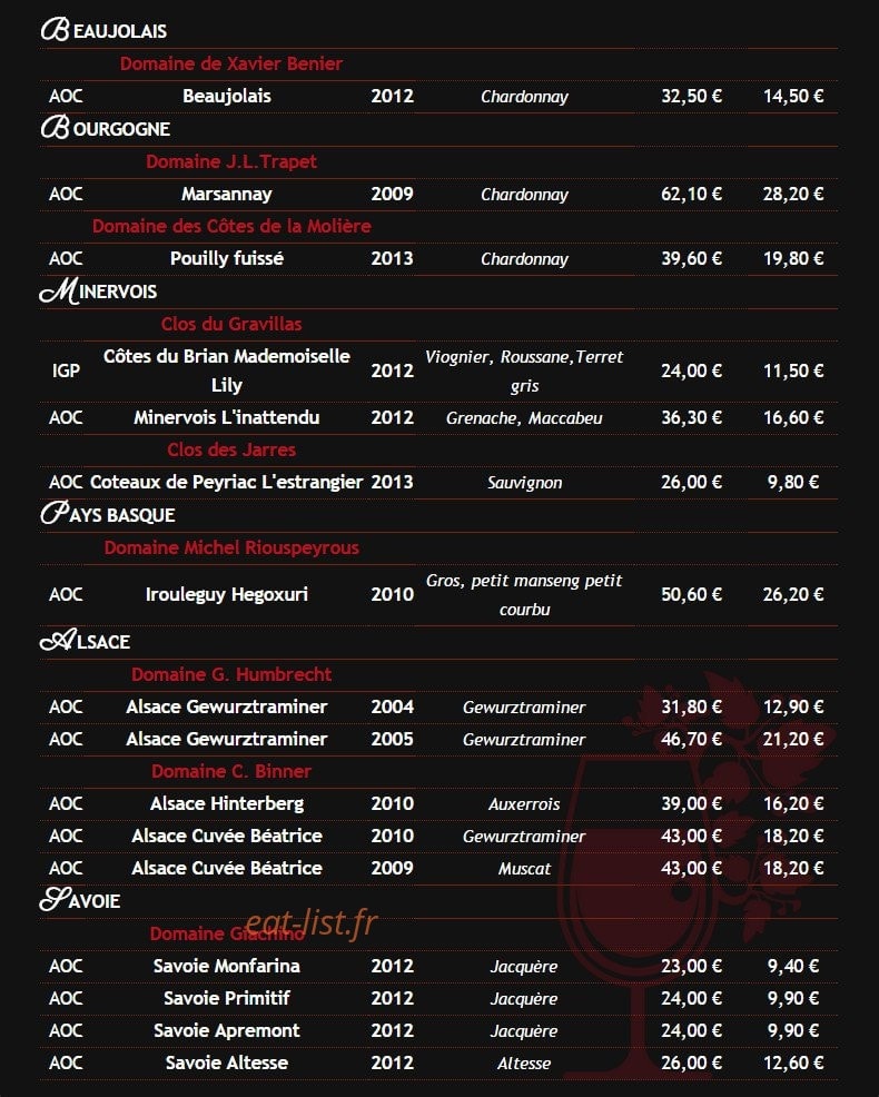 L'Hédoniste — carte page 6