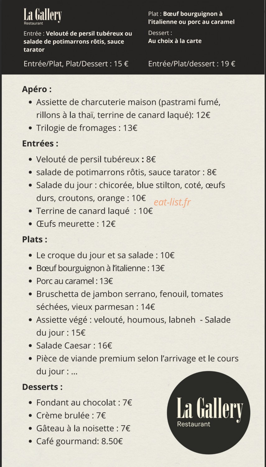 La Gallery — carte page 1