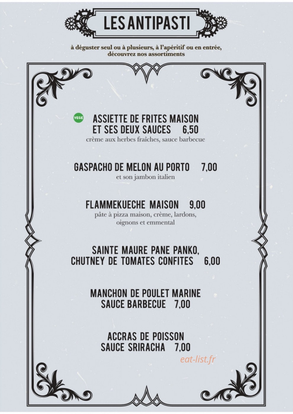 La Manufacture — carte page 2