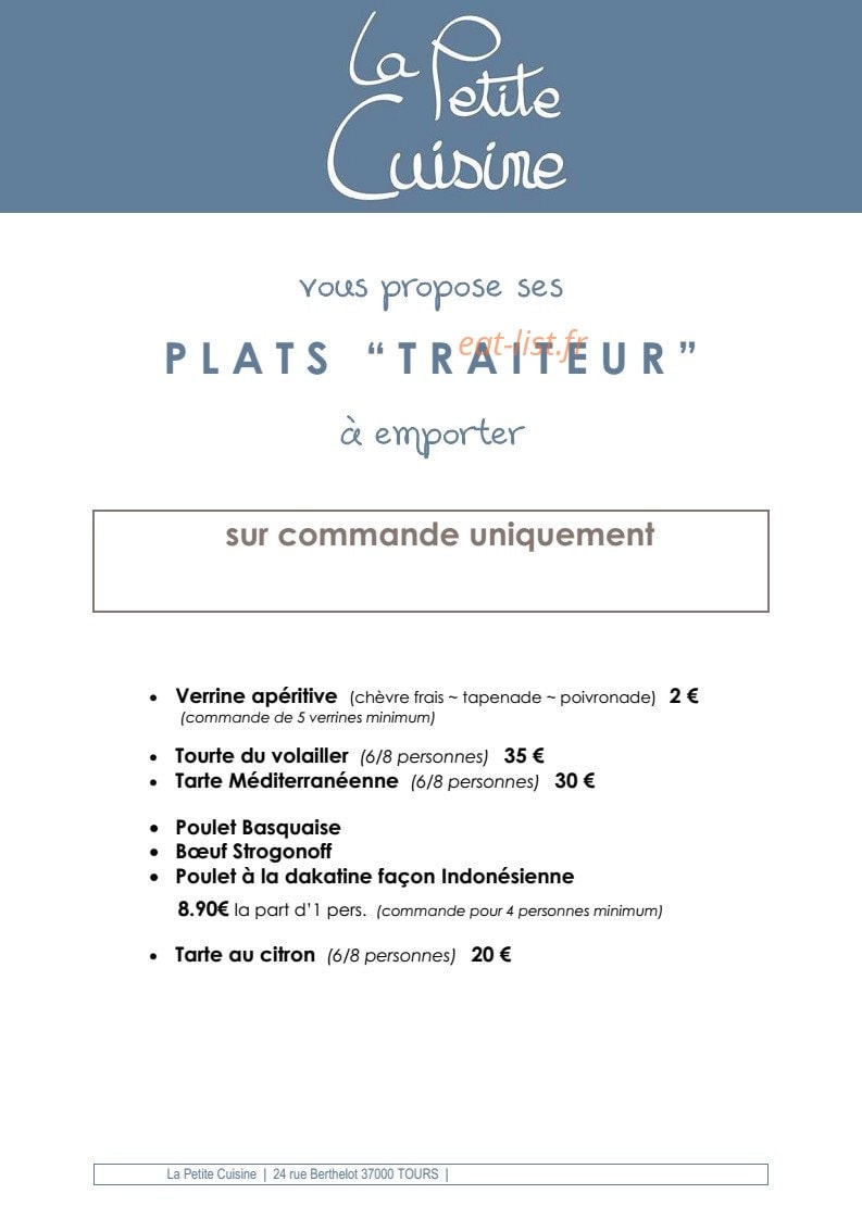 La Petite Cuisine — carte page 10