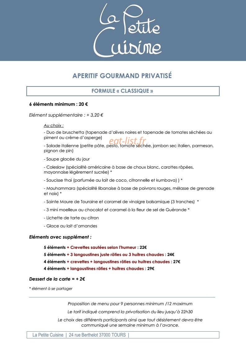 La Petite Cuisine — carte page 8