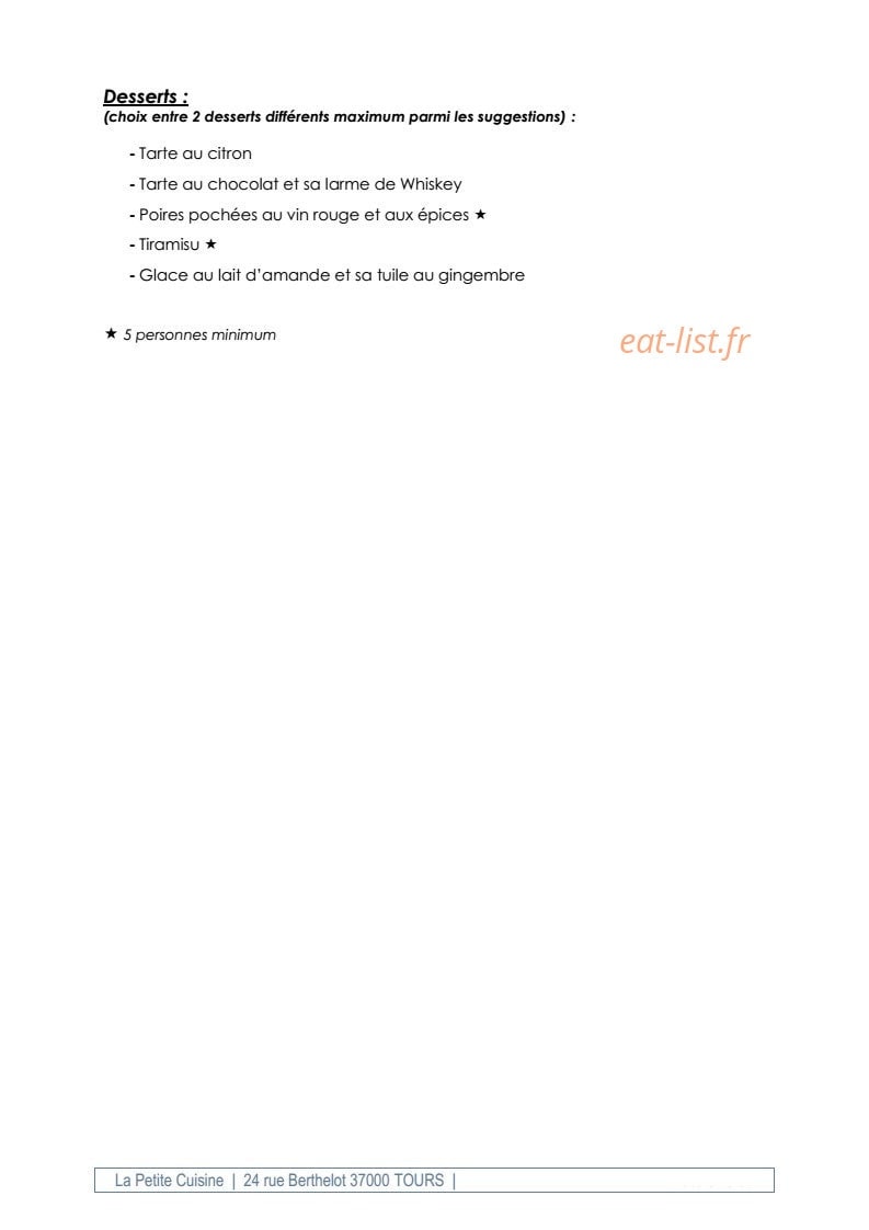 La Petite Cuisine — carte page 5