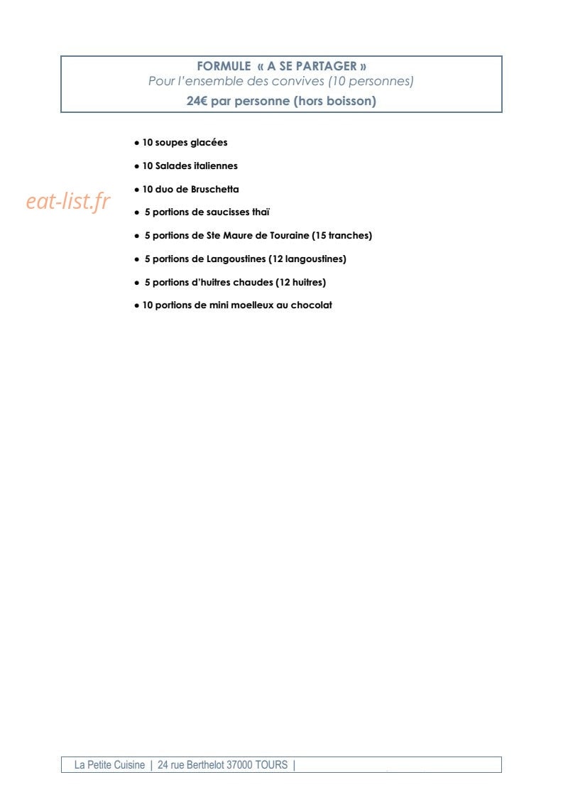 La Petite Cuisine — carte page 9