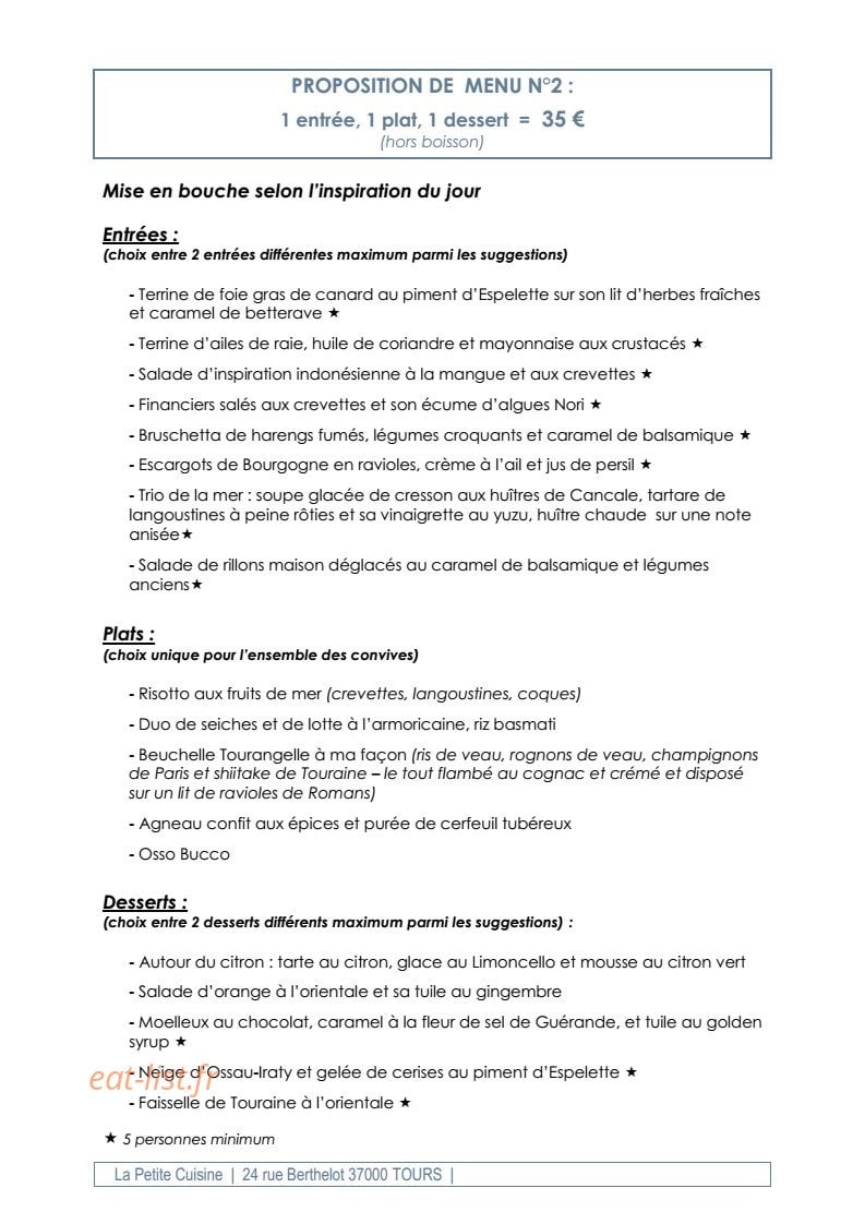 La Petite Cuisine — carte page 6