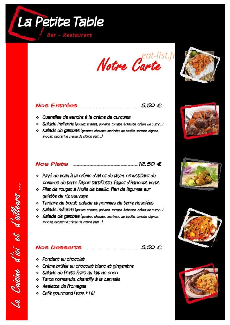 La Petite Table — carte page 2