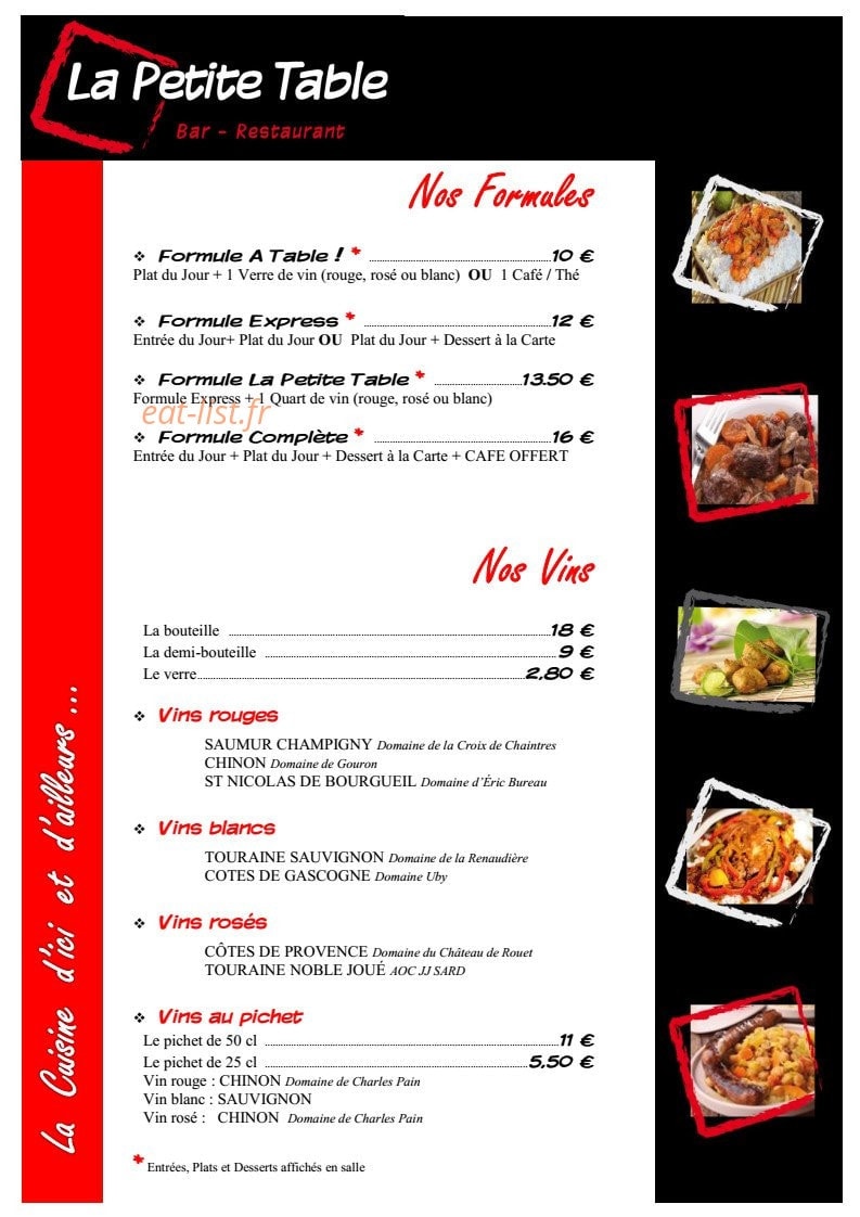 La Petite Table — carte page 1