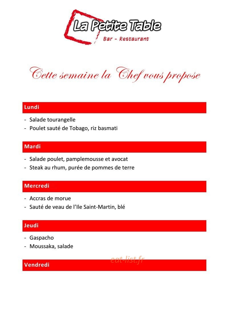 La Petite Table — carte page 3