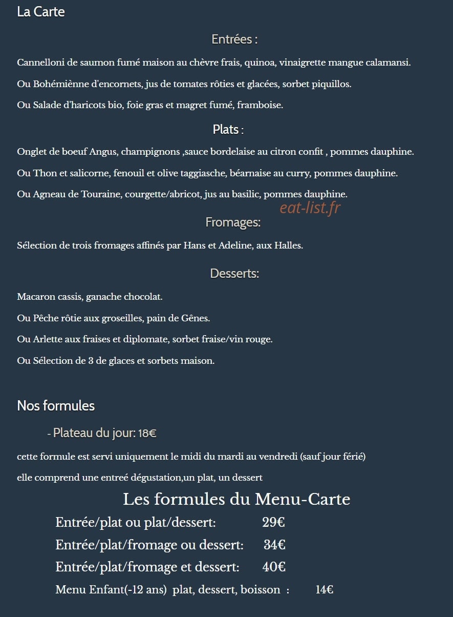 La Rissole — carte page 1