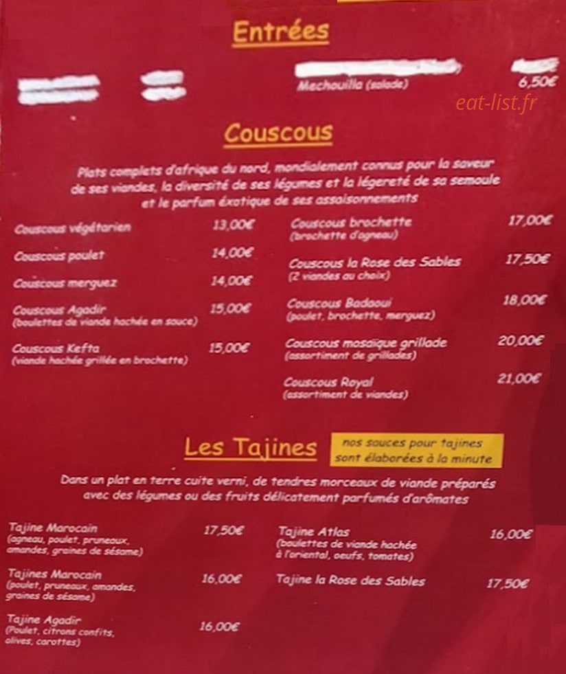 La Rose des Sables — carte page 1