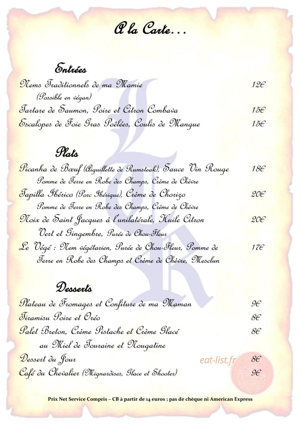 La Table Ronde — carte page 4